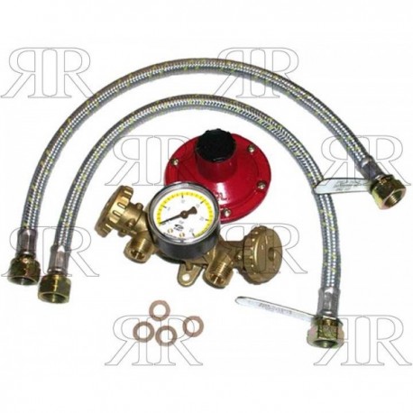 Mini Centralina per Gas a 2 Vie con Manometro e 2 Flessibili