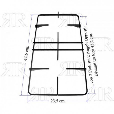 Griglia Ligmar Smaltata a 2 Fuochi 446 X 235 mm.