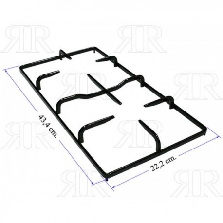 GRIGLIA IN PIATTINO SMALTATA A 2 FUOCHI - 3 PIOLI - CORTA 434 X 222 MM