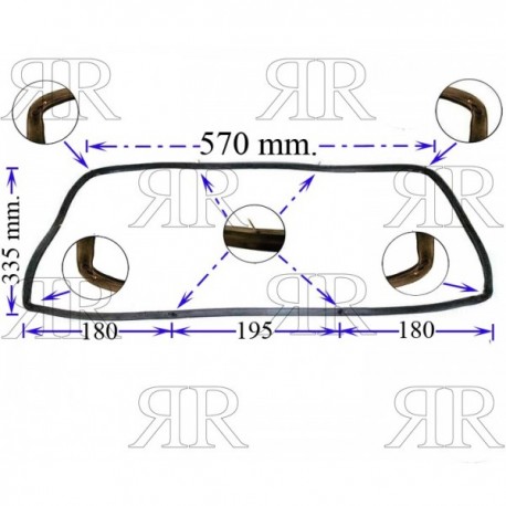 GUARNIZIONE FORNO 4 LATI 4 LUNETTE - 4 GANCI 570 X 335 TIPI VARI