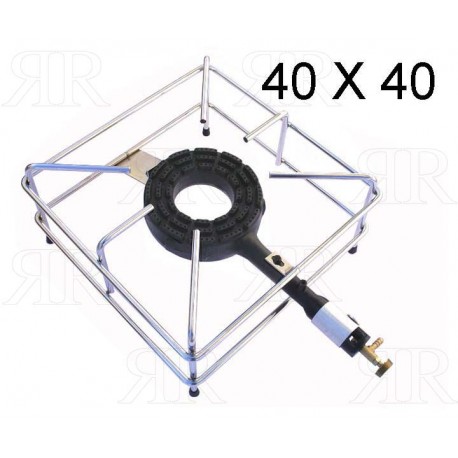 FORNELLONE CON TELAIO CROMATO 40 X 40 E BRUCIATORE IN GHISA