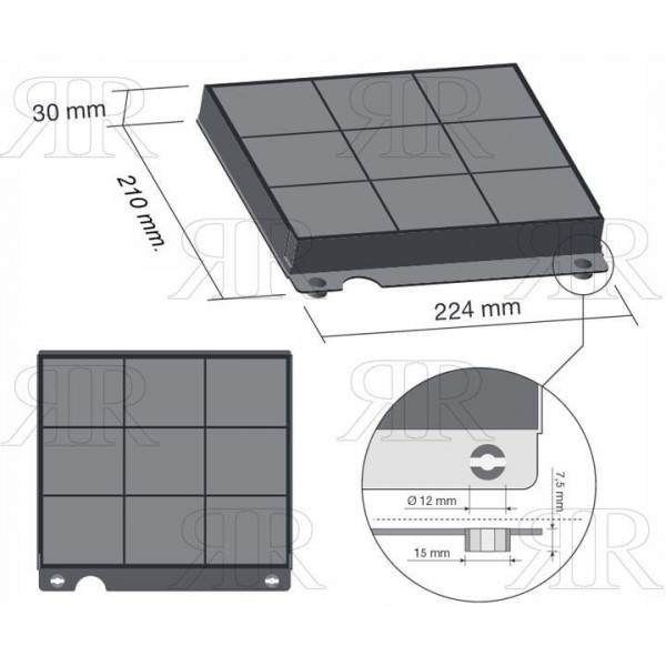 FILTRO CARBONE ATTIVO 230X210X30 TYPE 15