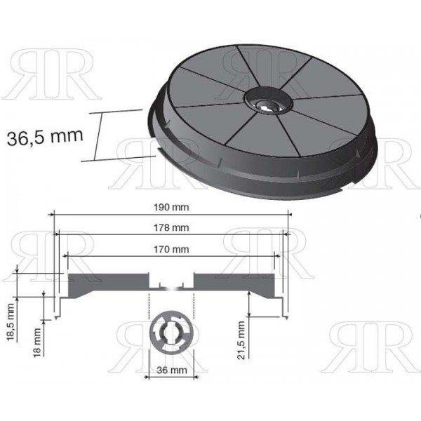 FILTRO CIRCOLARE A CARBONE ATTIVO PER CAPPA ASPIRANTE TURBO AIR